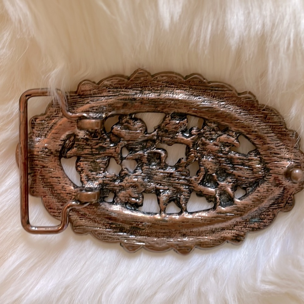 Vintage Brass & Enamel Belt Buckle - Picture 7 of 7